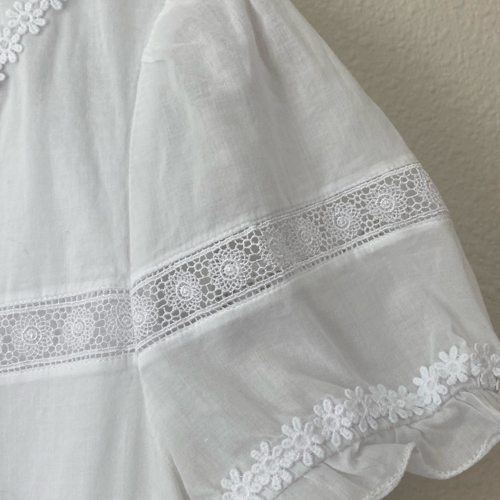 J.Crew Women’s Daisy Chain White Peplum Short Puff Sleeve Top Size Medium - Picture 5 of 14